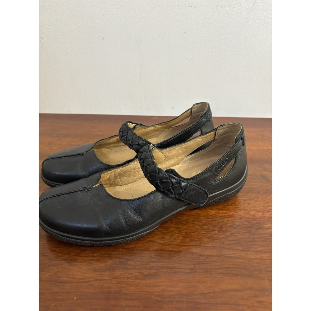 Hotter Women's Shake Black Leather Mary Jane Flat Shoes England Comfort Size 9.5